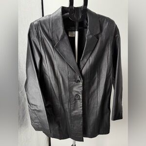 Women Leather Via Accenti vintage black leather coat jacket